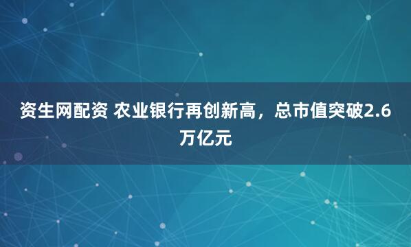 资生网配资 农业银行再创新高，总市值突破2.6万亿元